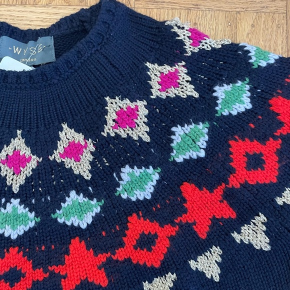 WYSE London Holly Fairisle Knit Merino Wool Sweater, Women’s Size M/L - Picture 2 of 10